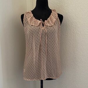 LOFT Blush Ruffle Tie Blouse